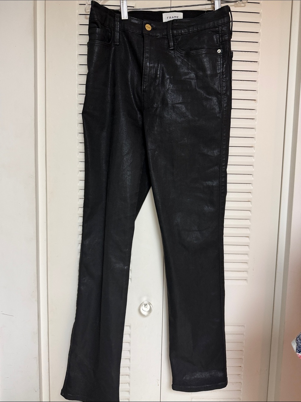 Frame Denim Black Coated Slim Straight Jeans